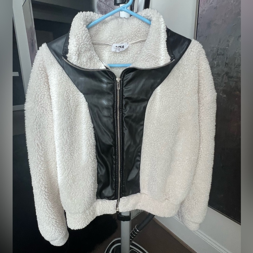 LNA faux leather shearling jacket xs